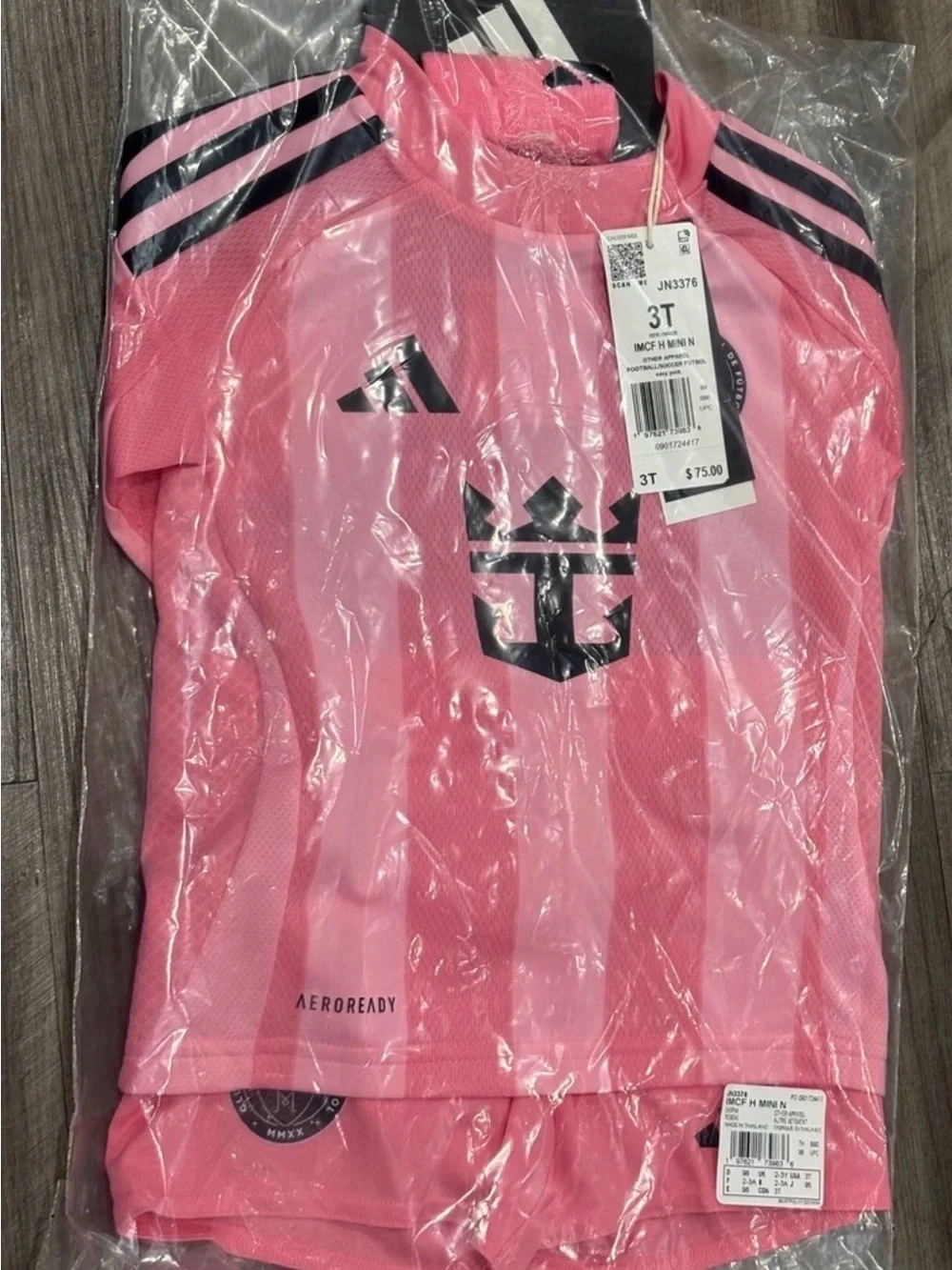 adidas Kids Pink and Black Inter Miami Messi 10 Home Soccer Jersey Set & Socks